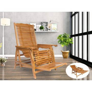 Solid Teak Wood Lazy Recliner Lounge Chair